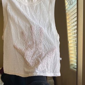 Lululemon Cropped Mesh White Tank Top